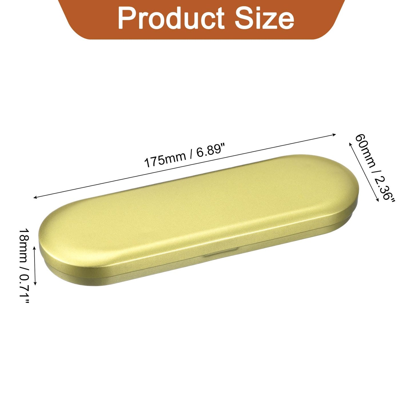 sourcing map 1 Pcs Metal Tin Box Container, 6.9x2.4x0.7 Inch Oval Empty Hinged Lid Box Mini Portable Storage Containers for Candy Drawing Pin Crafts