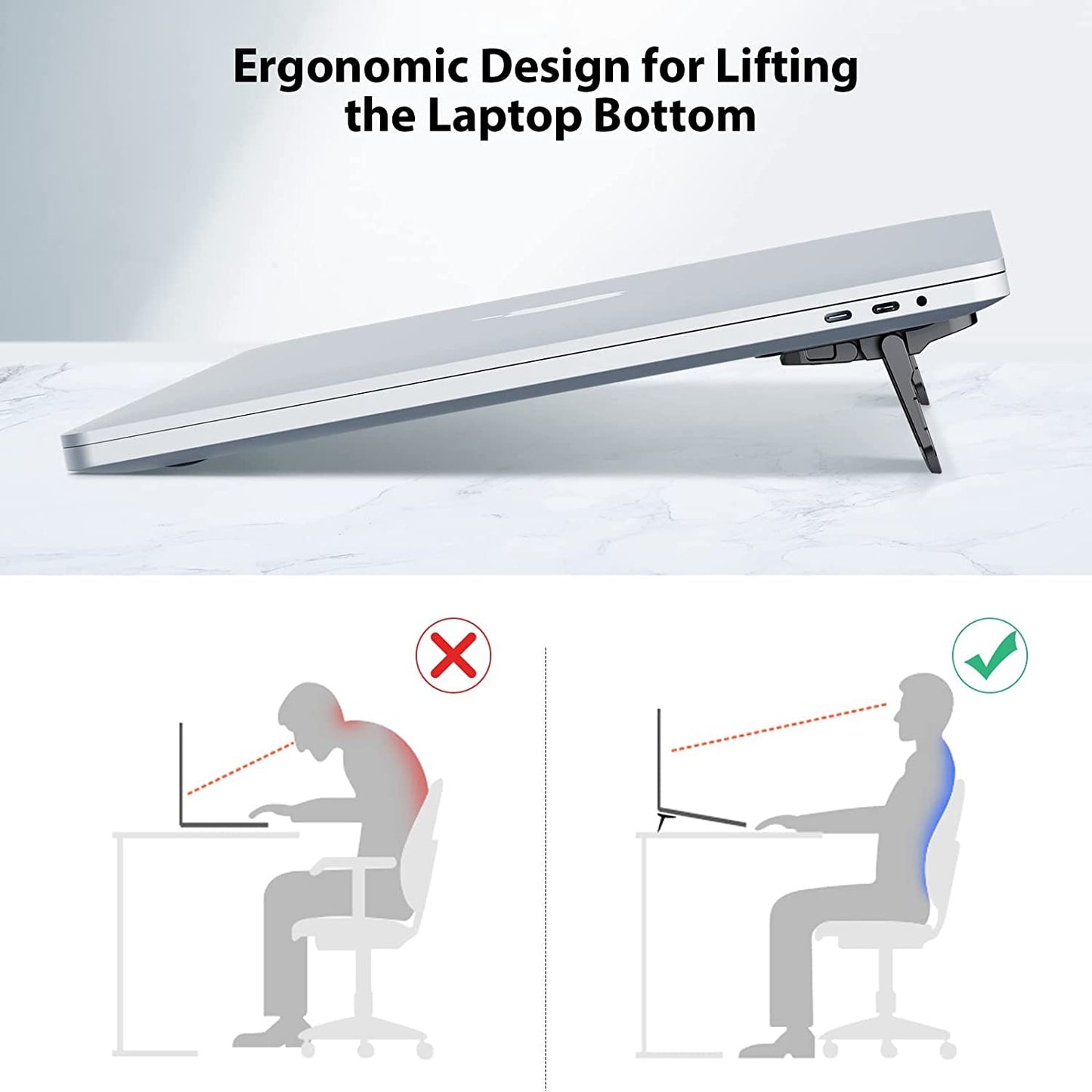 Nillkin Portable Laptop Stand Keyboard Cradle with Non-Slip Silicone Laptop Feet, Invisible Adjustable Computer Kickstand for MacBook Pro/Air, HP