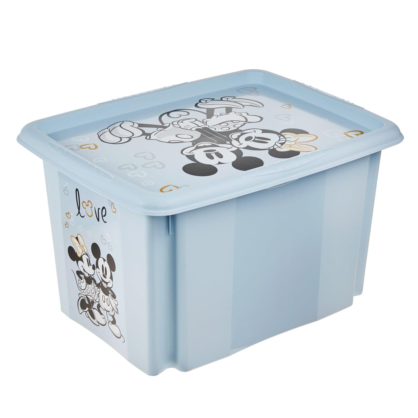 keeeper Karolina 2 x Mickey Storage Box with Lid, Rotating and Stackable, for Children, 30 L + 45 L, Cloudy Blue