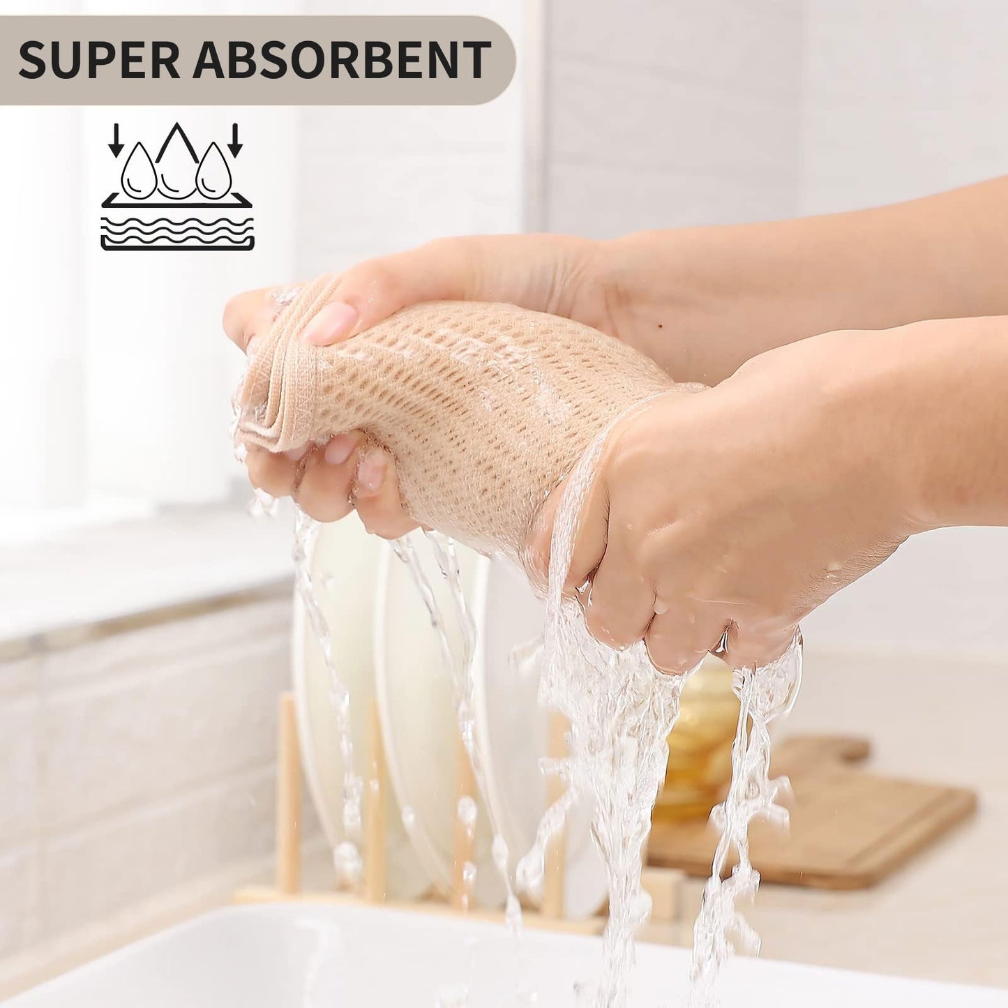 Kitinjoy 100% Cotton Waffle Weave Kitchen Towels, 4-Pack Super Soft and Absorbent Dish Towels for Drying Dishes, Kitchen Hand Towels, 13 in x 28 in