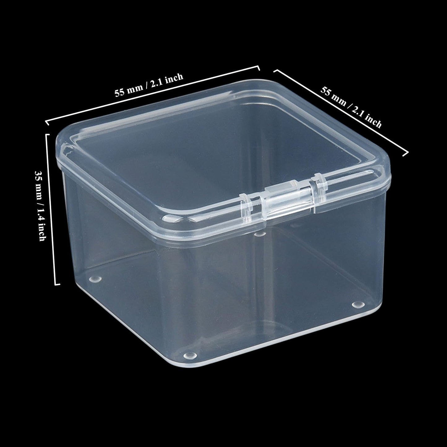 LJY Clear Square Plastic Boxes with Lids, 60 Pack, 2.2 x 2.2 x 1.4 in