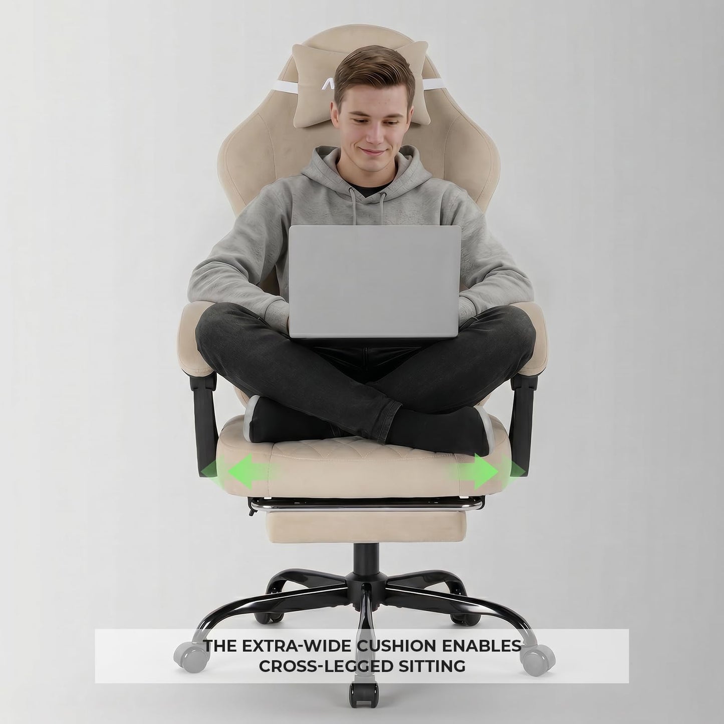 NIONIK Massage Gaming Chair with Footrest, Ergonomic Office Chair with Lumbar Support and Headrest