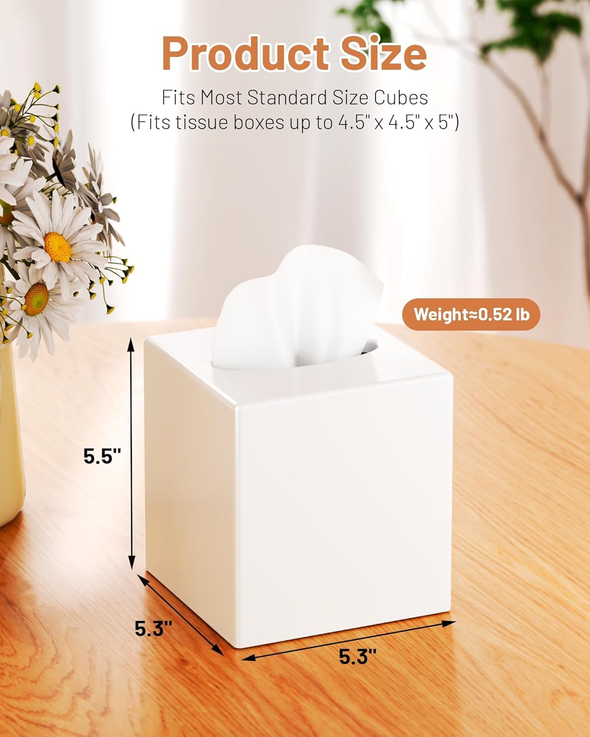 Tissue Box Cover - Modern Square Facial Tissue Holder, Sleek Acrylic Design