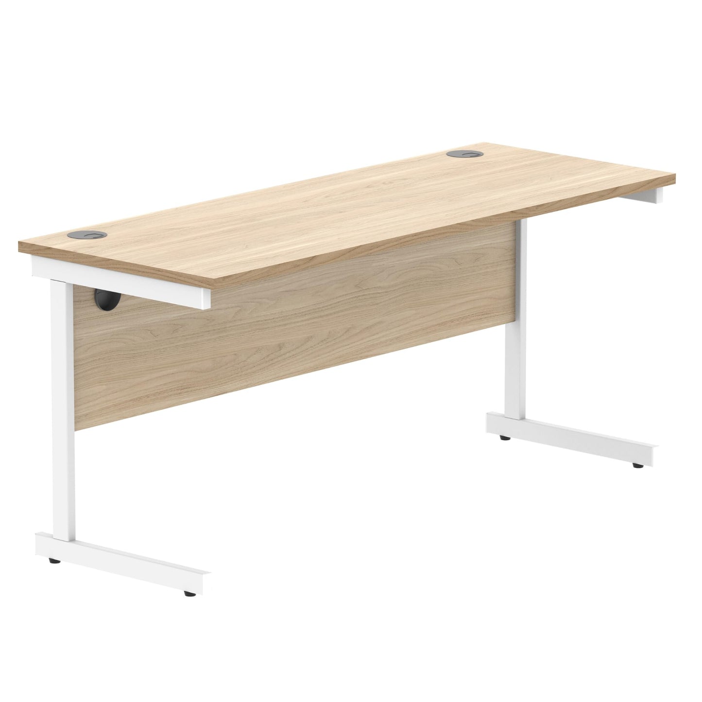 Office Hippo Essentials Rectangular Writing Computer Work Place, Home Office Desk with Cable Port Management, MFC, Canadian Oak, 160x60cm