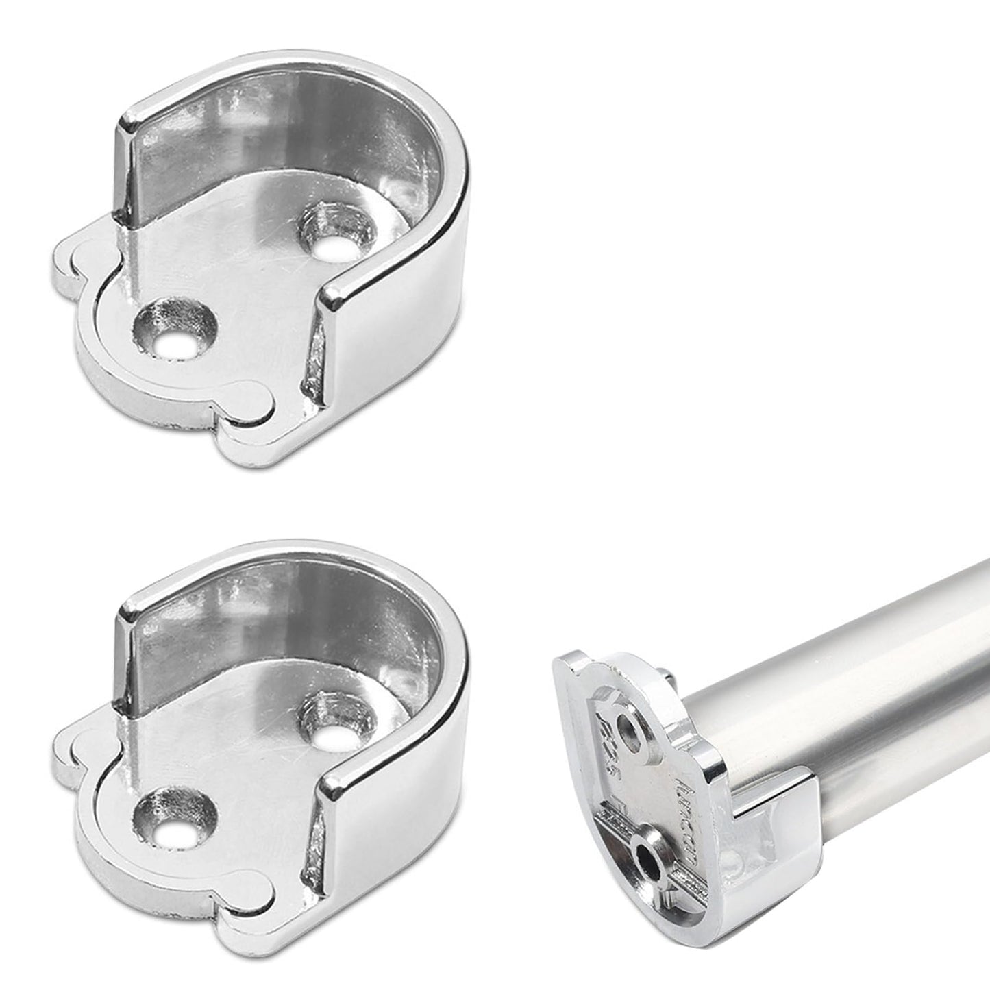 2 Pcs Wardrobe Rail Bracket, 19mm Diameter Zinc Alloy Wardrobe Closet Rod Bracket, U Shaped Curtain Pole Brackets