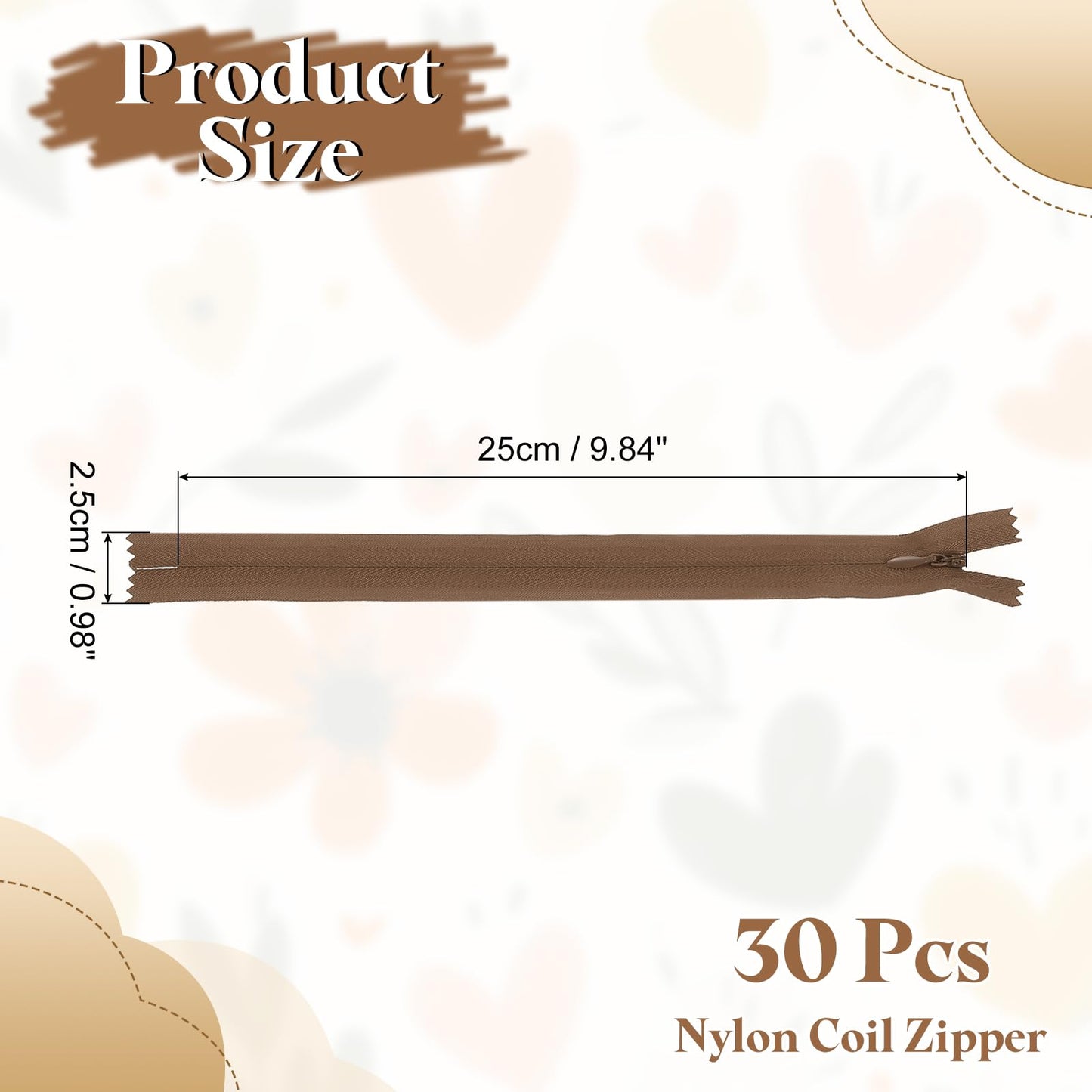 sourcing map 30Pcs 25cm/10-Inch Nylon Coil Zippers, #3 Closed End Separating Jacket Zippers Bulk Frame Replacement for Tailor Sewing Bag Craft