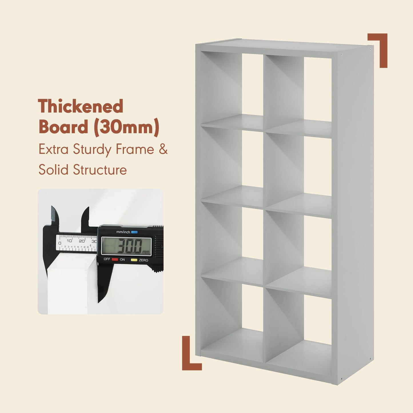 Furinno CUBICLE Record Player Stand with Vinyl Storage, 8-Cube 3cm Extra Thick Vinyl Record Storage