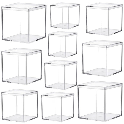 Keboyoe 10pcs Clear Acrylic Display Boxes with Lid for Storage Candy Pill