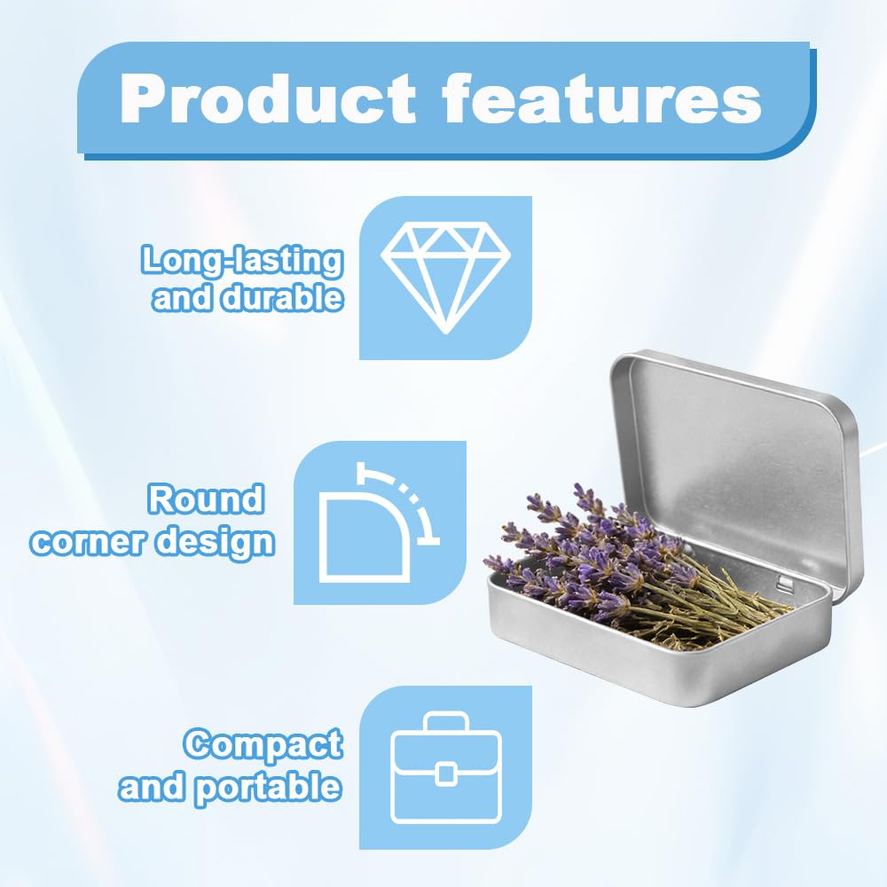 TONGIHS 4 Pcs Square Silver Metal Tins,for Candle Making,Candies,Gifts,Silver