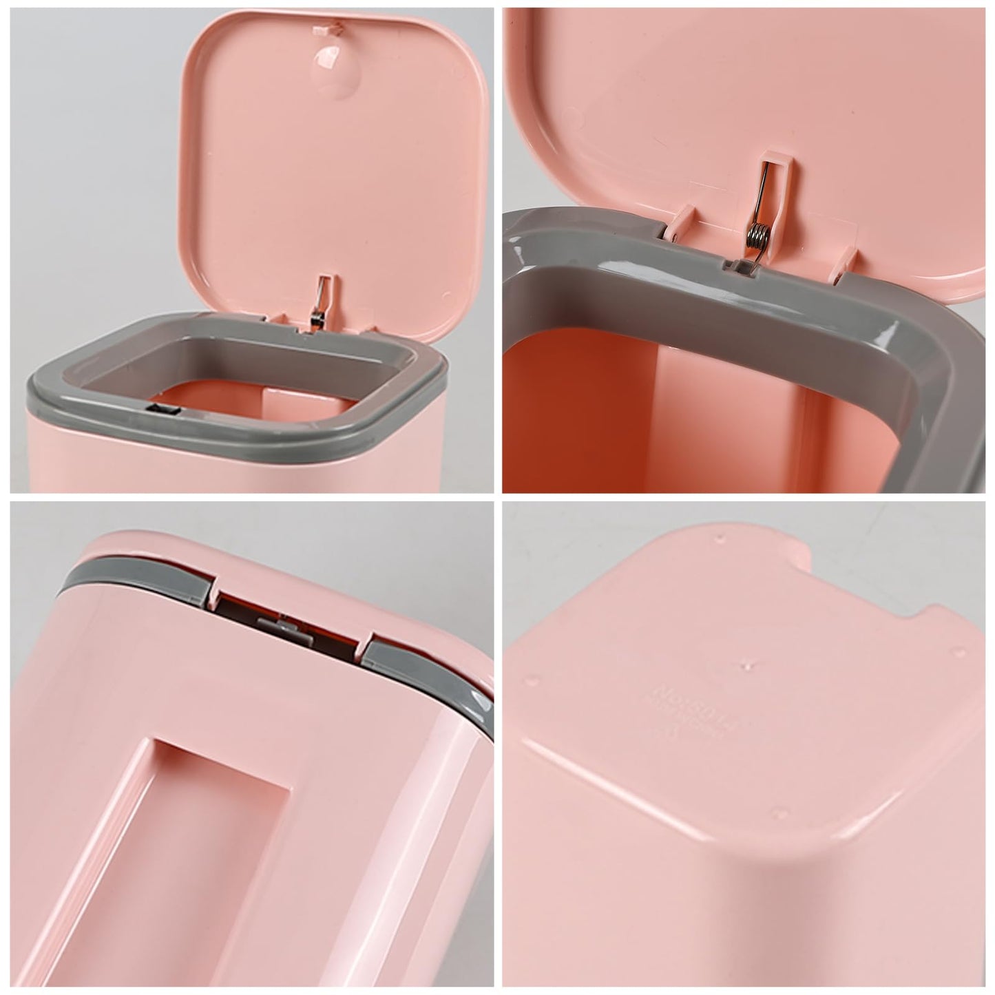 Yesdate Table Bin Mini Desk Rubbish Bin with Lid, 2 Litre Small Table Wastebasket for Office, Home, Bathroom, Bedroom, Car (Pink)