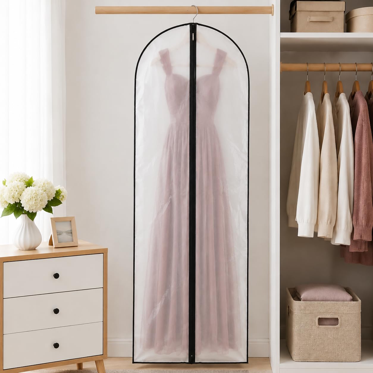 Niviy Wedding Dress Bag 60 x 180 cm, Long Dress Garment Cover with Handle