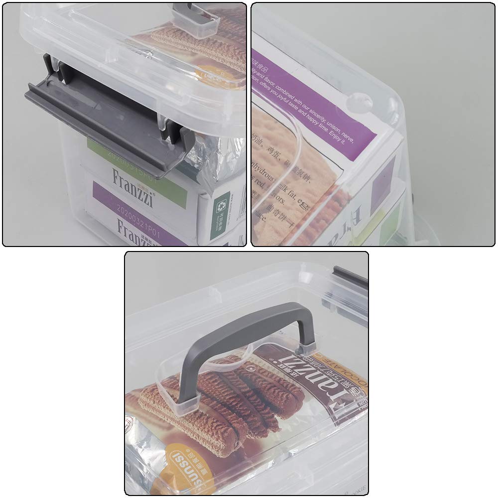 Bringer Set of 6 Clear Plastic Storage Box, 5 L Storage Latch Boxes