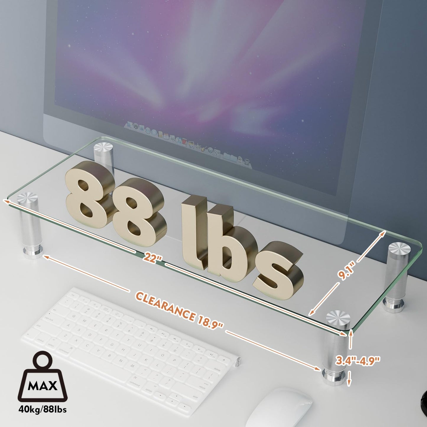 Hemudu 2 Pack Computer Monitor Stand Riser with Height Adjustable ‎56cm x 24cm Multi Media Desktop Stand for PC Computer Monitor