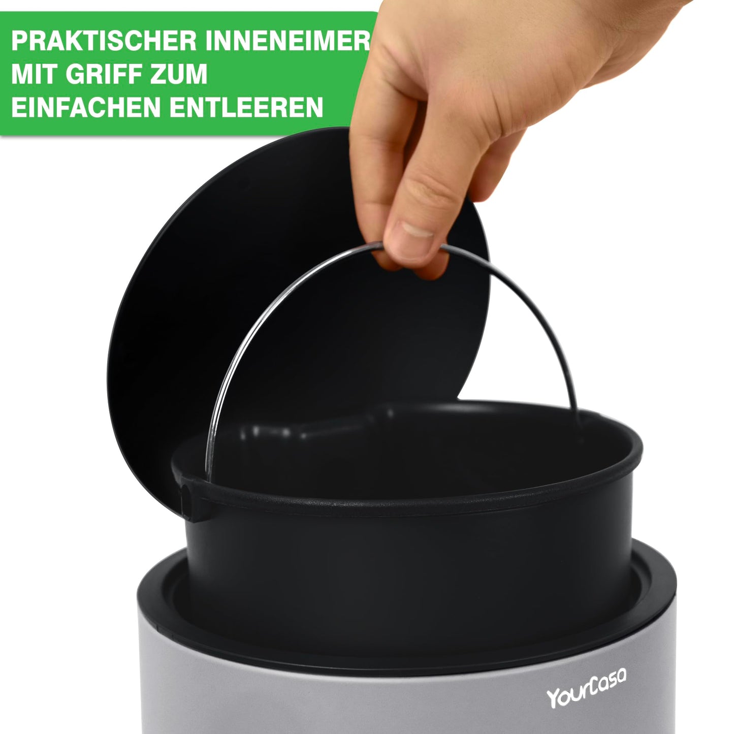 YourCasa® Bathroom Bin [5L] - Elegant Design - Small Bathroom Bin - Cosmetic Bin - Bathroom Bin with Lid and Soft Close - Waste Bin Bathroom Toilet