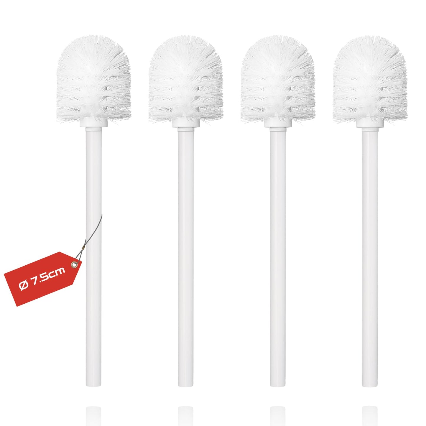 Toilet Brush, 4PCS Toilet Brushes with Stainless Steel Handle, Standing Stainless Steel Toilet Brushes for Bathroom Toilet-Ergonomic, Elegant,Durable