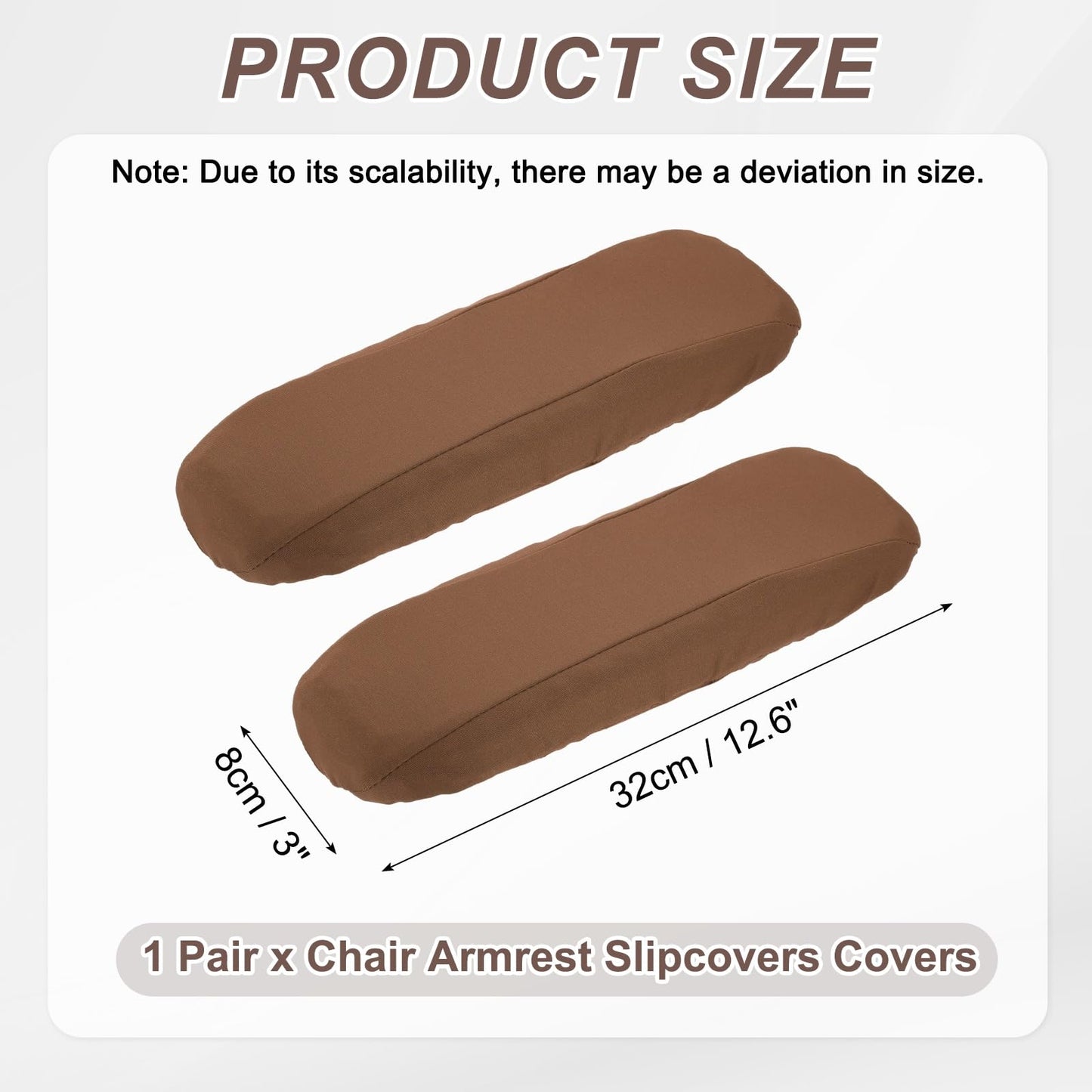 sourcing map Chair Armrest Slipcovers Covers, 32 x 8cm Polyester Removable Seat Hand Rest Protector for Office Chairs Desk Chair(Brown)