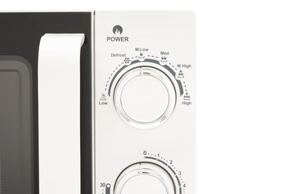 Haden 20L White Microwave - 800W Compact Countertop Microwave Oven with 6 Power Levels, 30-Min Timer & Defrost Function  Perfect for Kitchens, Dorms,