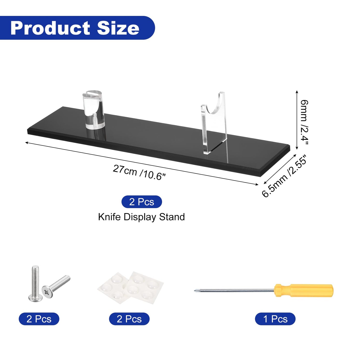 sourcing map 2 Pack Acrylic Knife Display Stand, Knife Collection Display Stand Holder for Display Knife on Desktop Black
