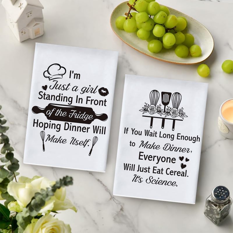 Vspek Kitchen Towels Set of 2, Funny Joked Themed Dishcloth, Hilarious Hand Towels Dish Tea Towels for Cooking Home Bar Decor