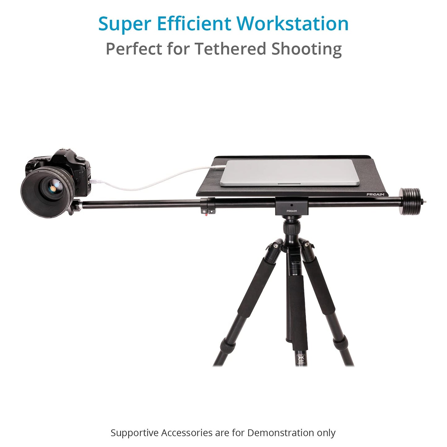 PROAIM Universal Laptop Workstation for Tethered Shooting. Size 16x13” Fits All Laptops, Quick C-Stand Adapter. Complete Safety