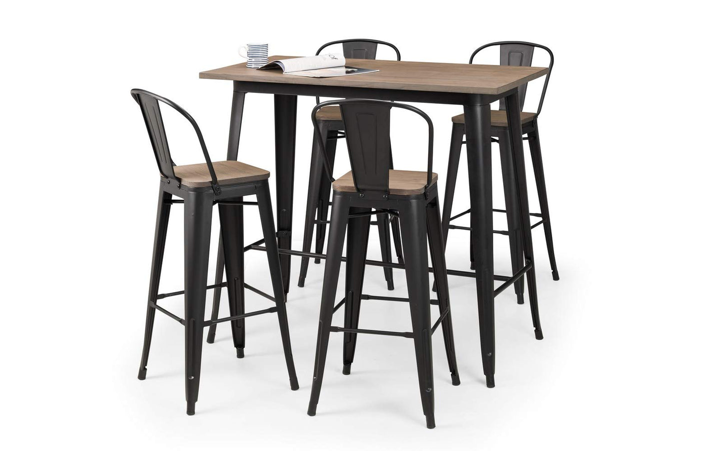 Julian Bowen Grafton Bar Table for 2-4, Solid Elm - H105 x W120 x D60cm