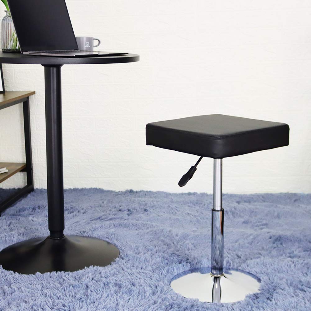 FURWOO PU Leather Square Cutting Stool Height Adjustable Swivel Workshop Barber Shop Beauty Spa Drafting Tattoo Work Stool Short Task Chair