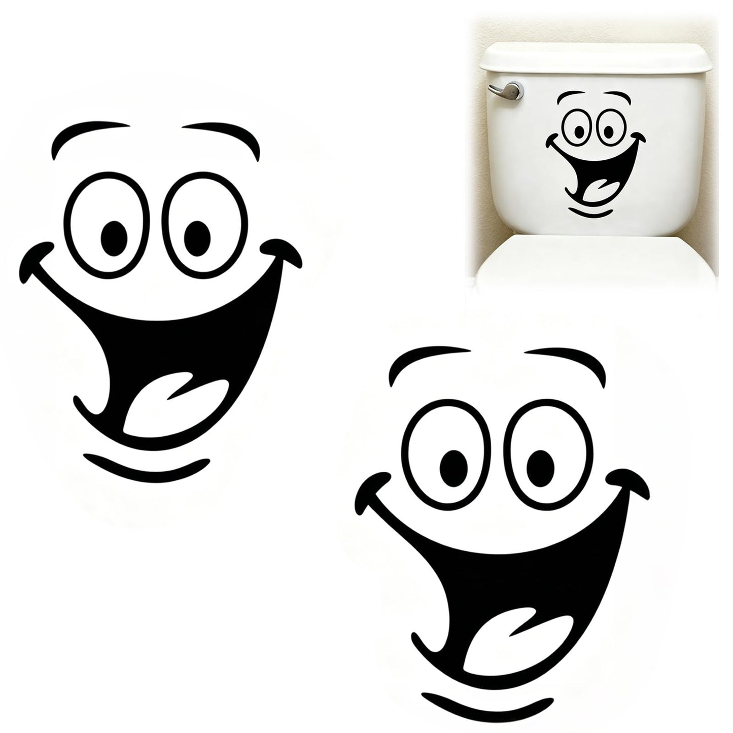 2 Pcs Smiley Face Bathroom wall Stickers