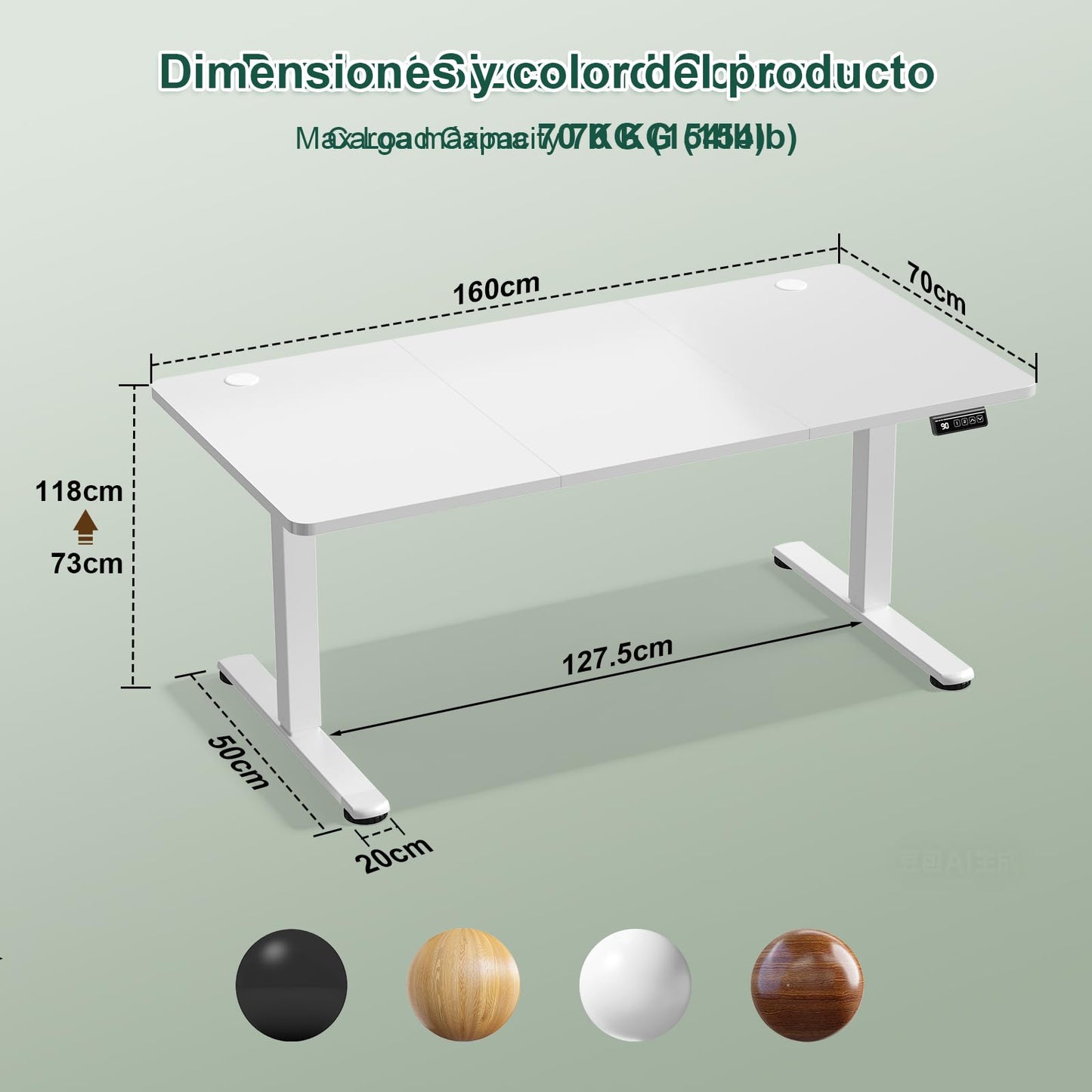 JUMMICO Electric Standing Desk 160 x 70 cm Home Office Height Adjustable Desk, Computer Lift Table with Smart Panel