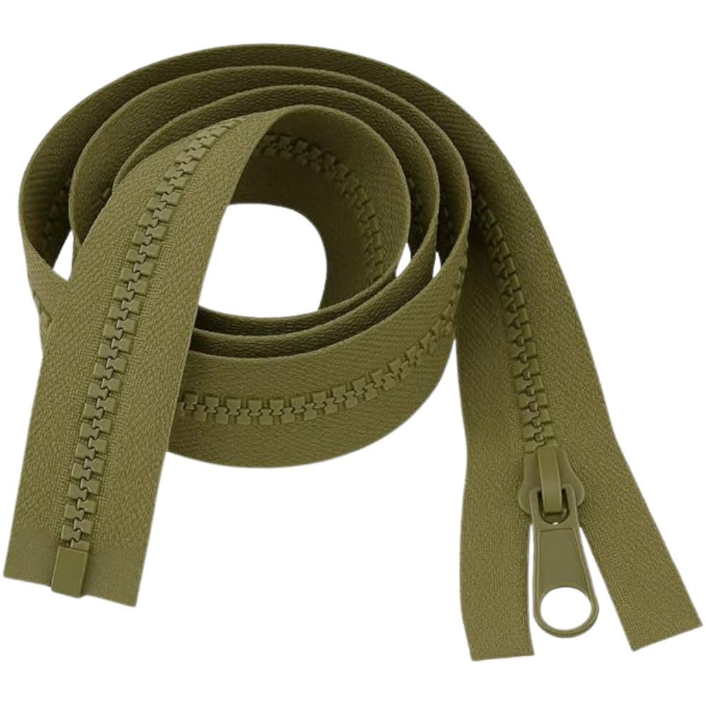 32" (81cm) Olive Chunky Zip - Heavy-Duty Open-Ended Separating