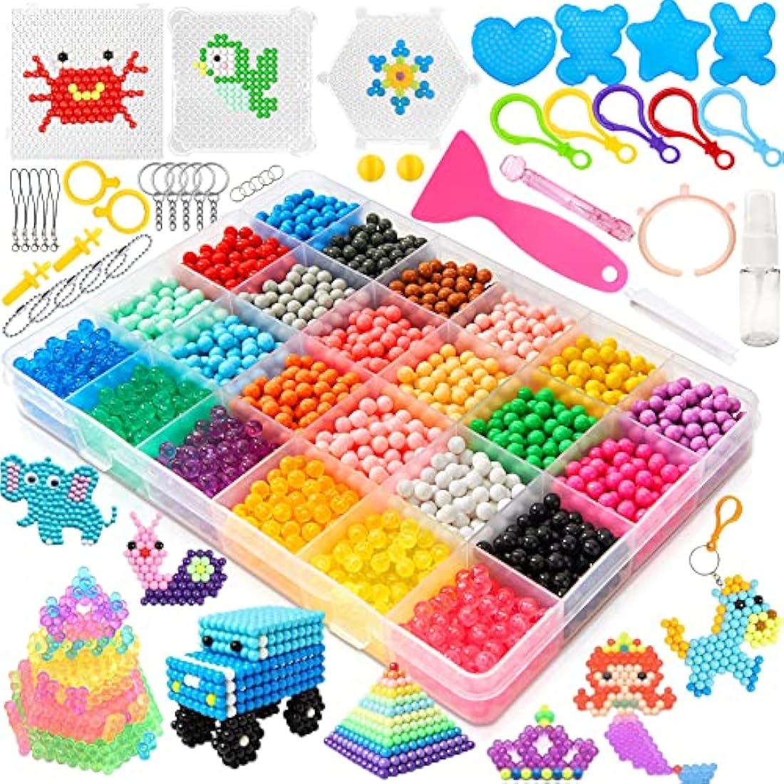 Chennyfun Water Fuse Beads Set, 24-Color DIY Sticky Beads, 3000 PCS Refill, Frozen Puzzle Educational Toy