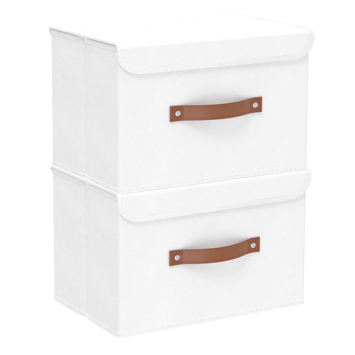 Yawinhe Foldable Storage Boxes, 2 Pack Fabric Baskets,38x25x25cm,White