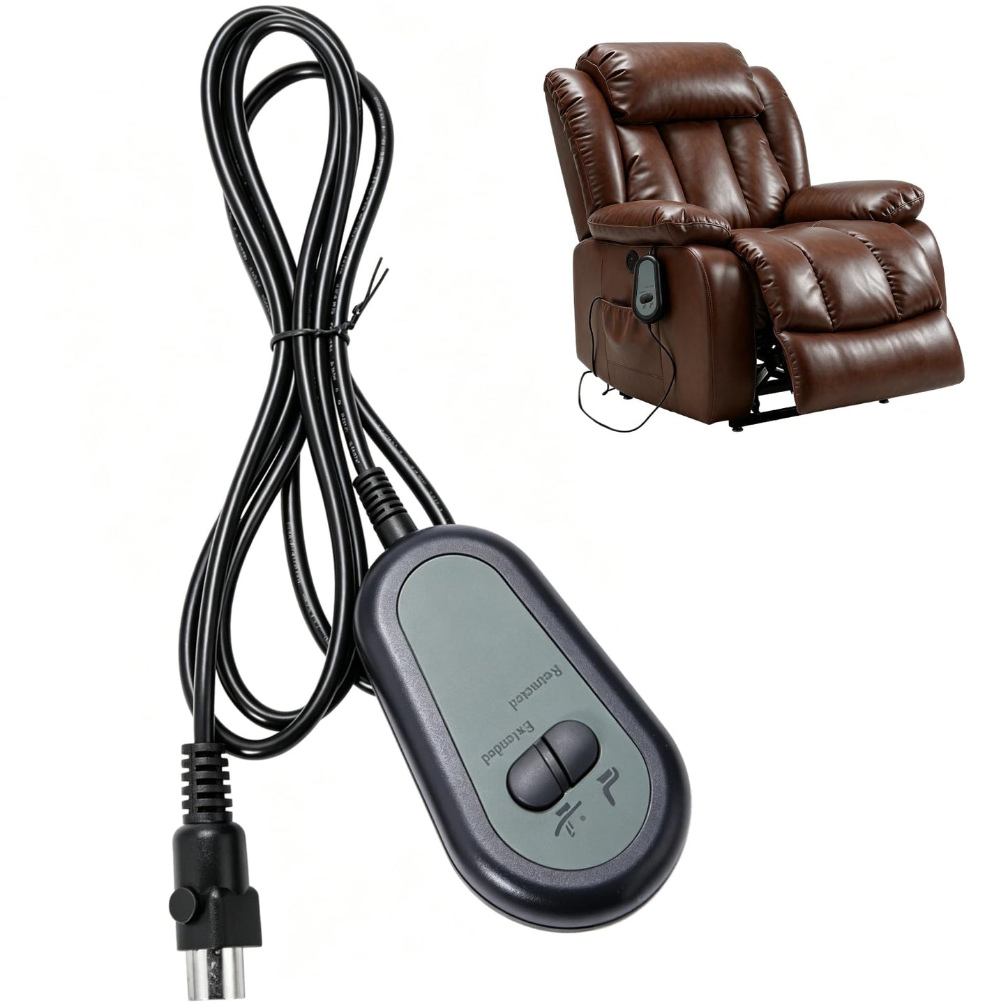 Recliner Chair Switch Controller,5 Pin Electric Recliner Switch Replacement with 2 Button,Hand Switch Controller for Recliners and Lifting Chair