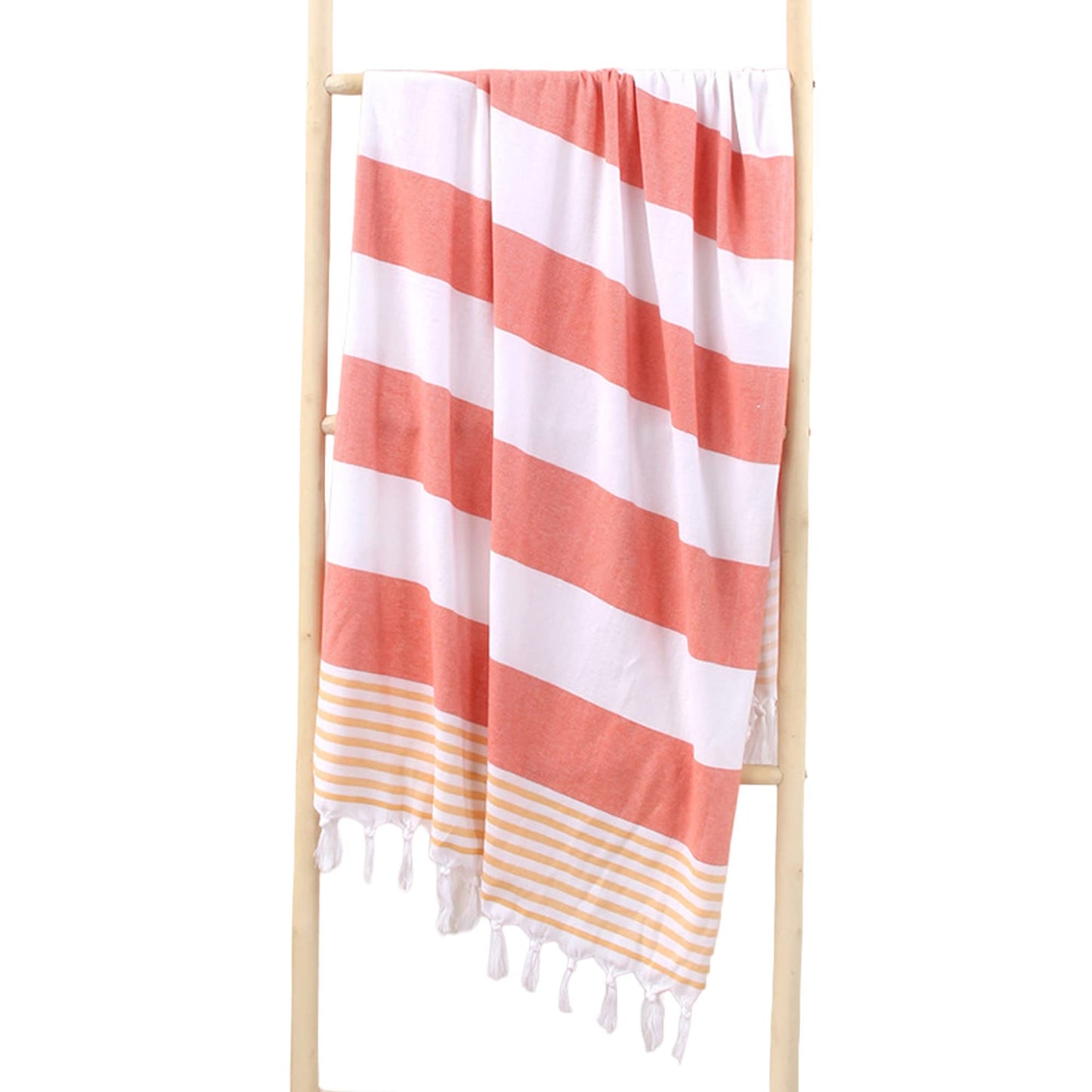 Laurel & Mason 100% Cotton Turkish Beach Towel - Extra Large, 180cm x 90cm, Lightweight, Quick-Drying, Soft & Breathable - Orange