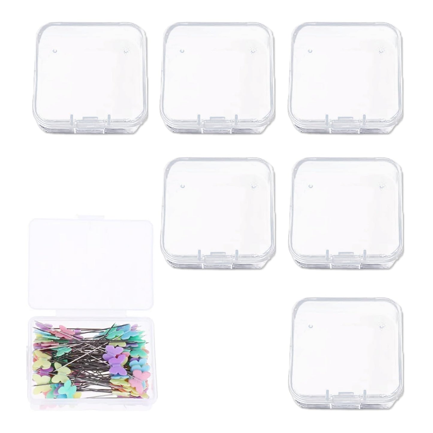 Small Square Clear Plastic Organizer Box,Beads Storage Containers Box,6pcs