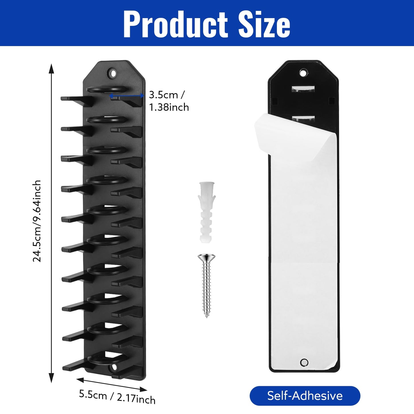 2 Pack Hat Organizer for Baseball Caps, Black Hats Racks Hooks for Wall