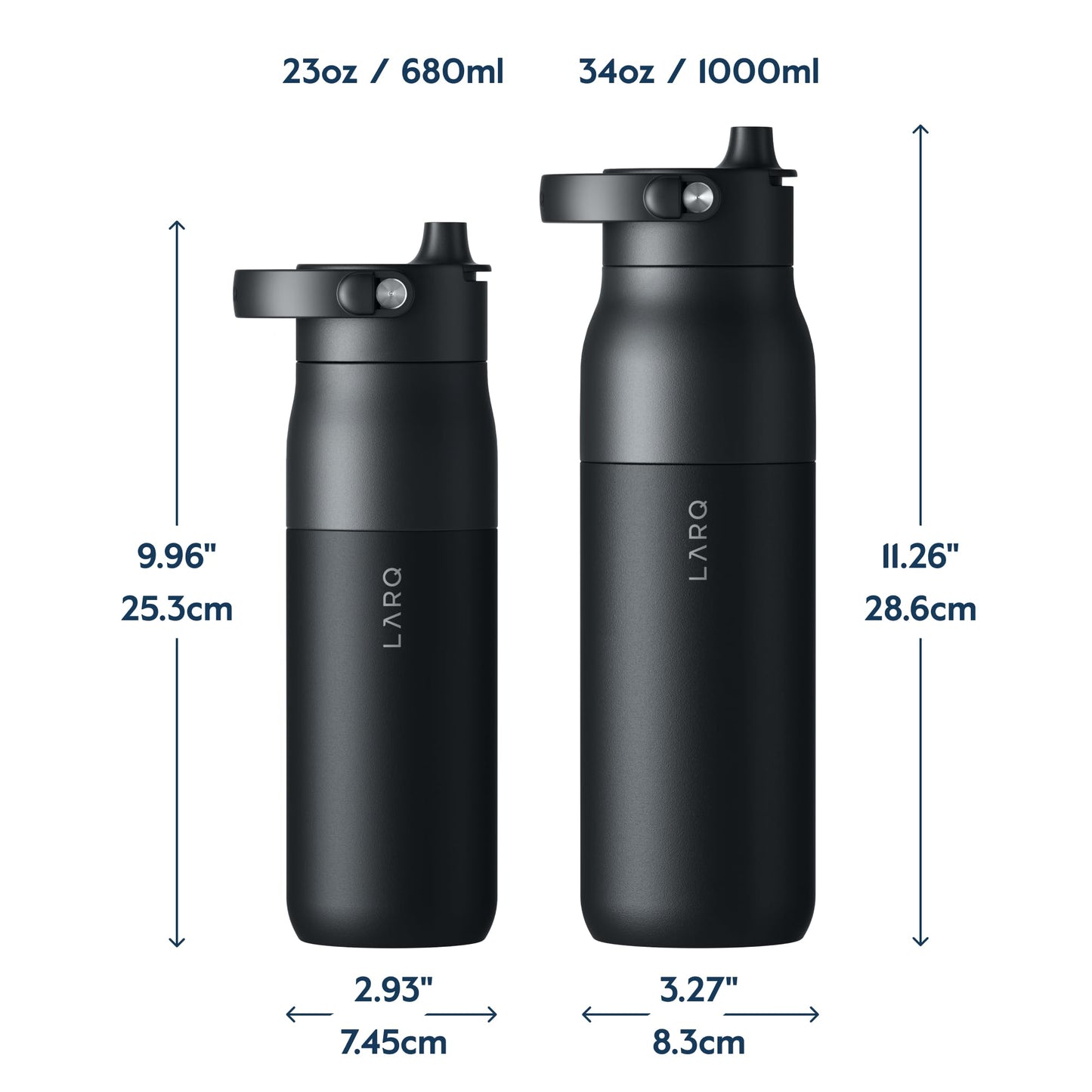 LARQ Bottle Swig Top 34oz - Insulated Stainless Steel Water Bottle with Built-in Silicone Handle | Thermos, BPA Free | Reusable Water Bottle for