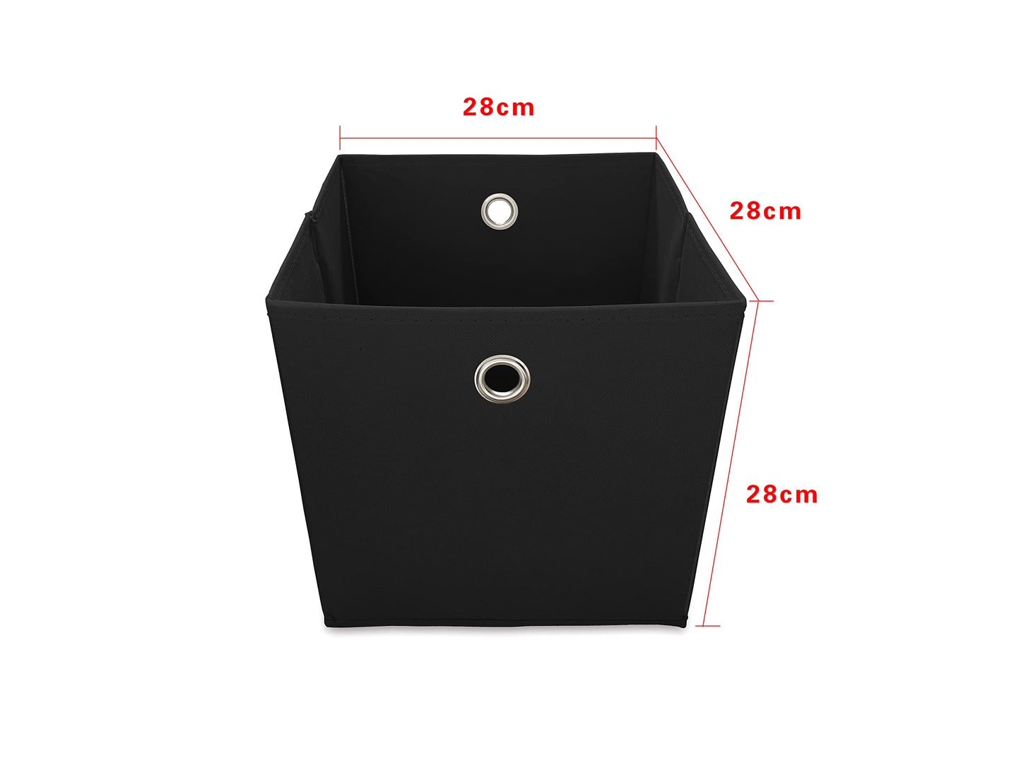 Webeasy 6-Pack Black Canvas Storage Boxes - Foldable Cube Organizers with Eyelet Handles, 28x28x28cm for Home, Office & Nursery