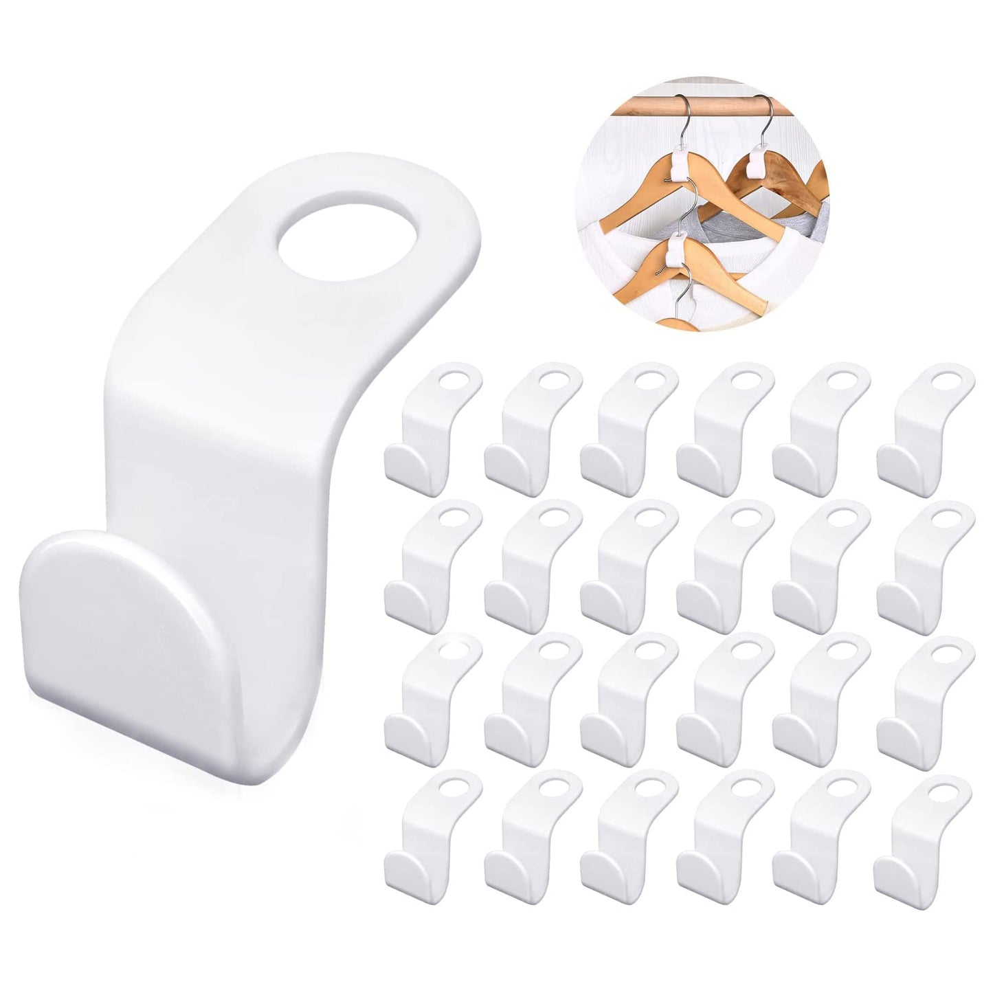 50 Pack Clothe Hanger Connector Hooks, Multi-Layer Stackable Hanger, White