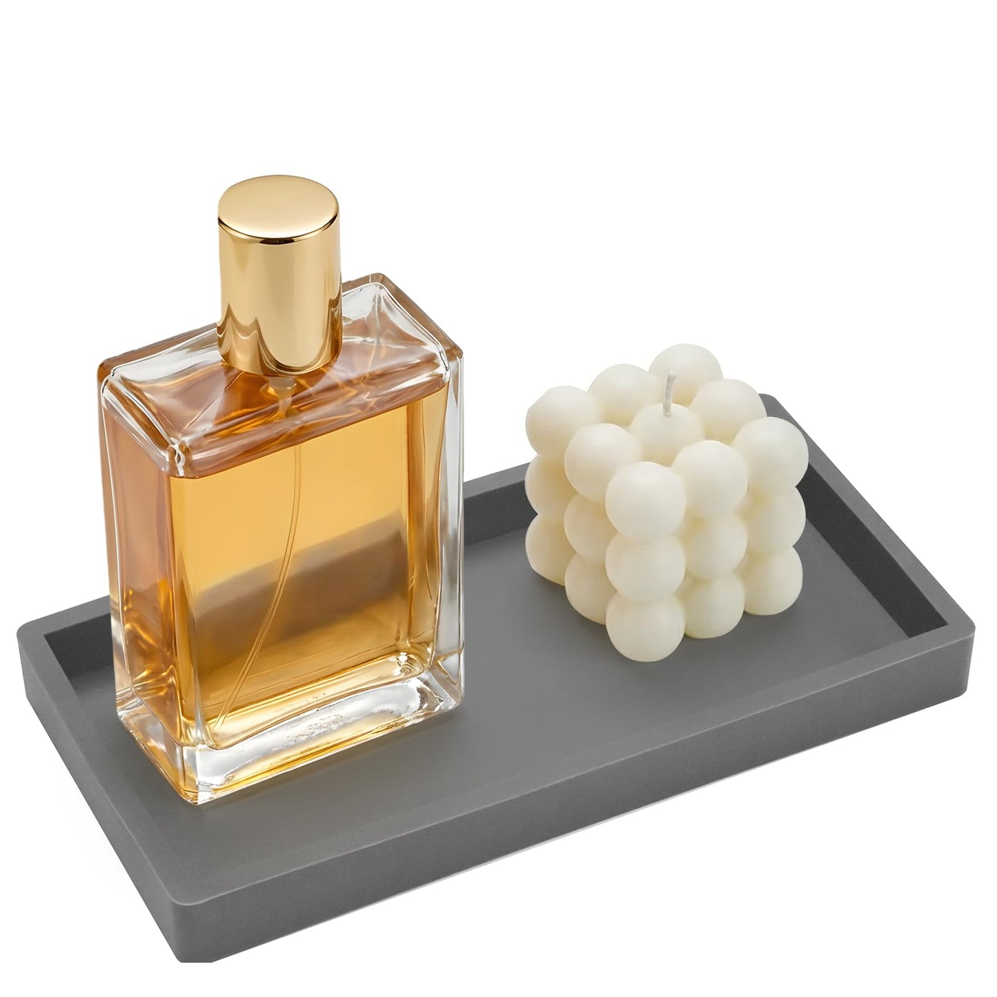 Silicone Bathroom Vanity Tray, Kitchen Counter Trays, 20x10cm Dressing Table Decorative Tray, Rectangular non-slip Toilet Tank Tray