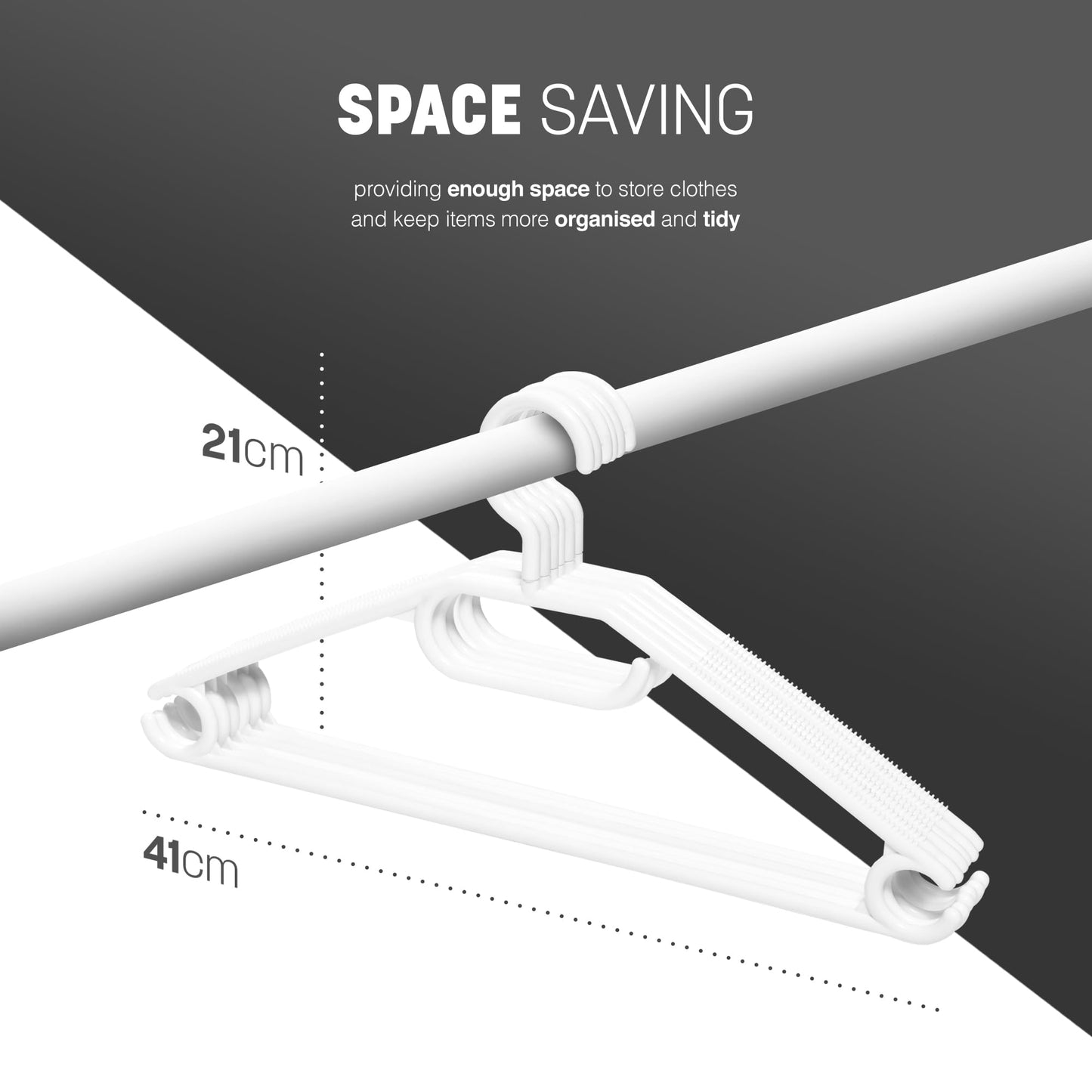 KEPLIN Space Saving White Plastic Coat Hangers - 20 Pack | Heavy Duty Swivel Hook for Clothes, Coats, Dress, Shirt, Jacket, Trouser