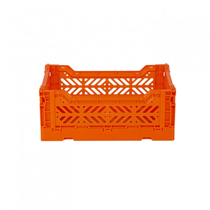 AYKASA Folding Crate, Sturdy Folding Box, Plastic, Stackable, Orange, Mini 27 x 17 x 11 cm