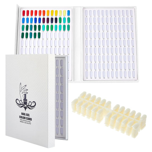 SUPERFINDINGS Nail Color Display Book with 240Pcs White Nail Tips Nail Gel Polish Display Board Nail Color Chart Display Nail Polish Sample Book with