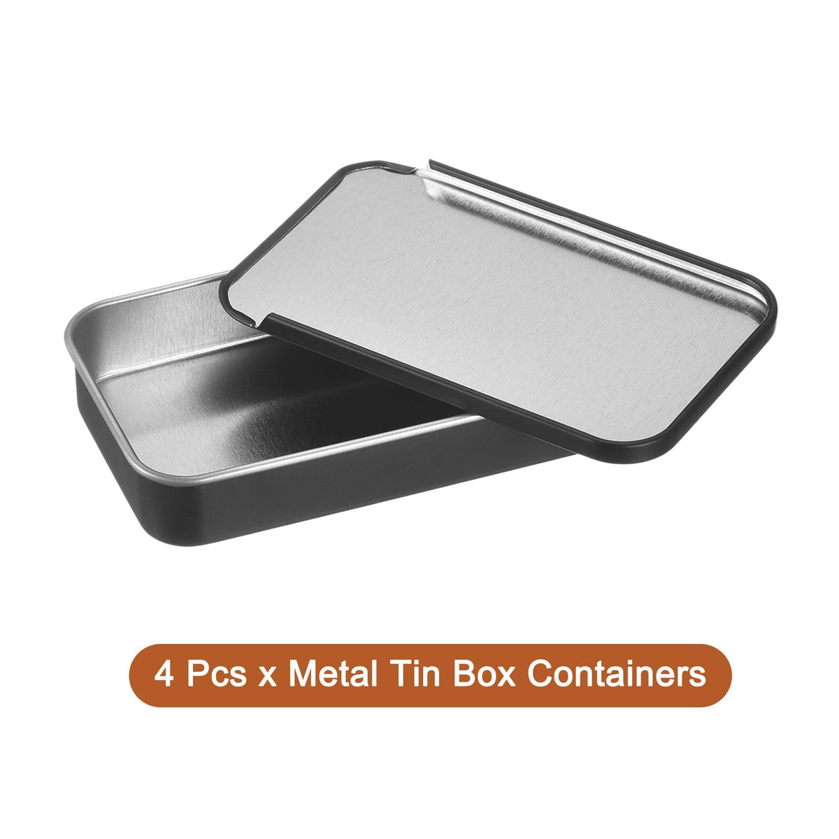 sourcing map 4 Pcs Metal Tin Box Container, 3.1x2x0.6 Inch Slide Top Tin Containers Empty Rectangular Storage Box Portable Mini Tin Case for Candy