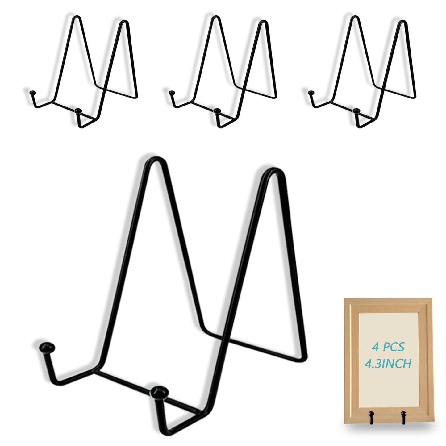 XHMAXE 4.3 Inch Metal Plate Display Stands Tabletop Holders 4 Pack