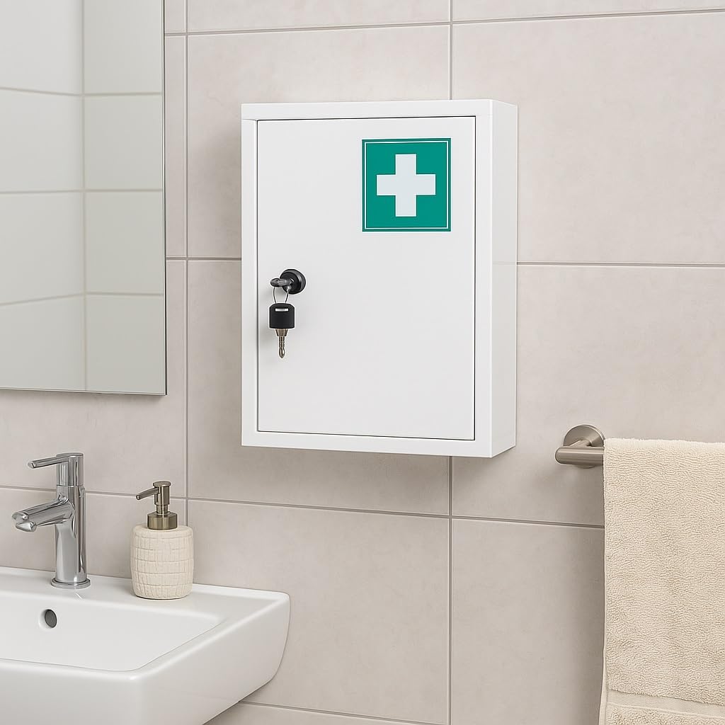 Bambelaa! Large Lockable Medicine Cabinet Hanging Medicine Cabinet Medicine Cabinet Medicine Cabinet Organiser Apothecary Cabinet Medicine Storage