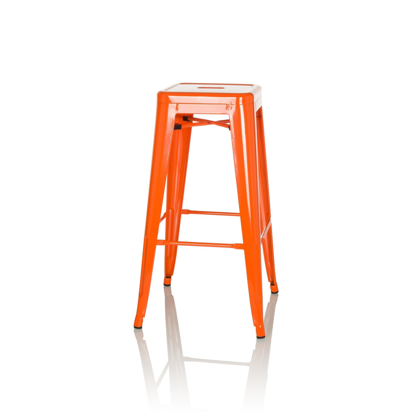 hjh OFFICE 645080 Bar stool VANTAGGIO HIGH metal Orange retro stool in industry design, stackable