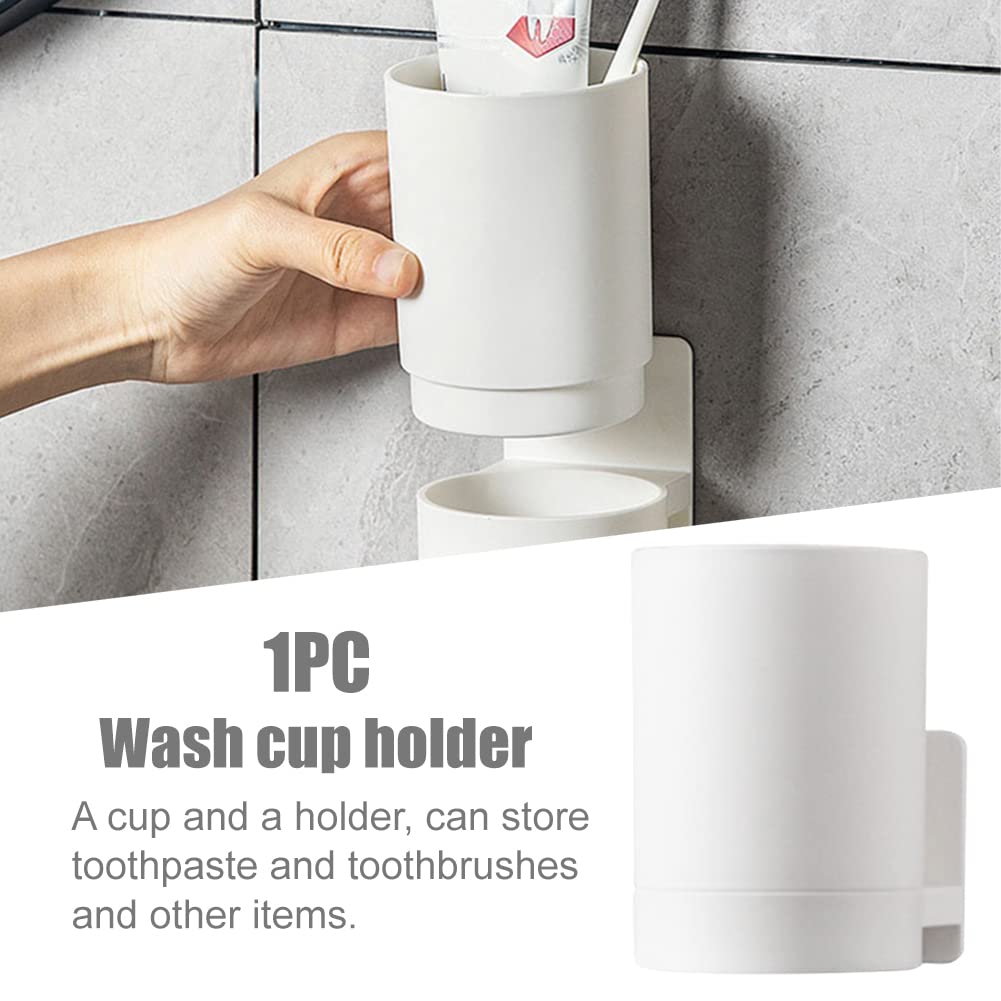 Toothbrush Cup, Toothbrush Holder Wall Mounted Self Adhesive Tooth Brushing Holder Water Cup Drink Cups For Home Bathroom Accessories(Grey)