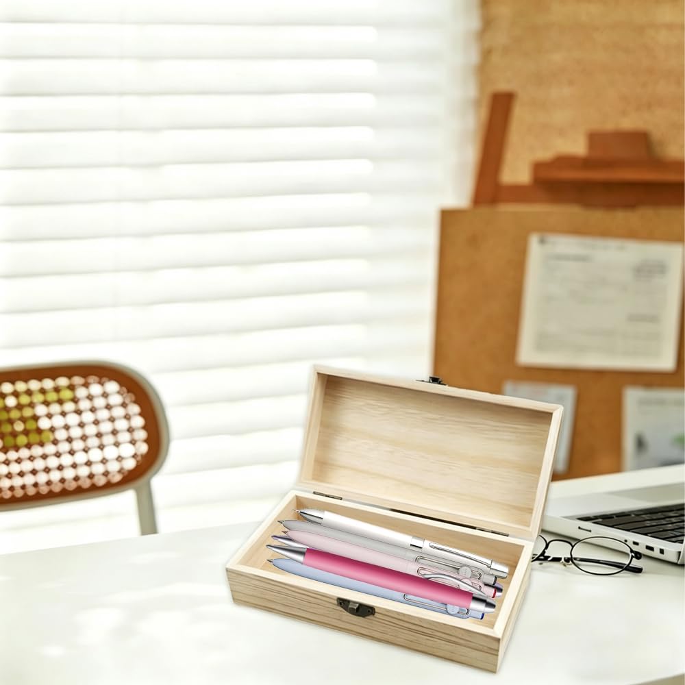 oupados Unfinished Wooden Boxes Brown Wooden Box With Lid Small Wooden Box