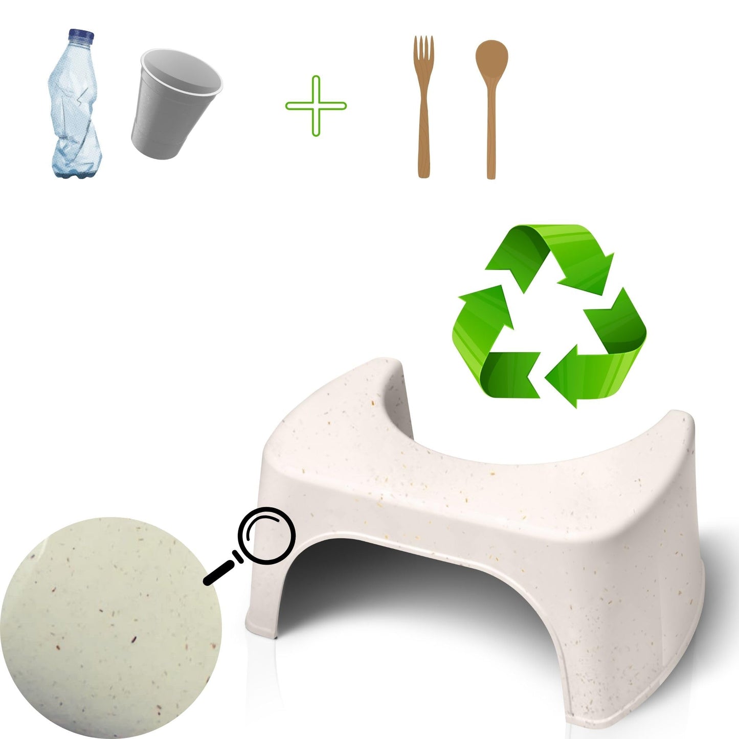 Toilet Stool for adults Beige with Wood Fibers - Bathroom Foot Step for Squatting - Stoolie for Squat posture to relieve Constipation