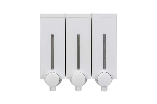 Croydex Slimline Triple Soap Dispenser - 450ml Capacity in Each Dispenser, Easy Refill, Wall-Mounted Hand Soap Dispenser for Bathroom, Simple Screw to